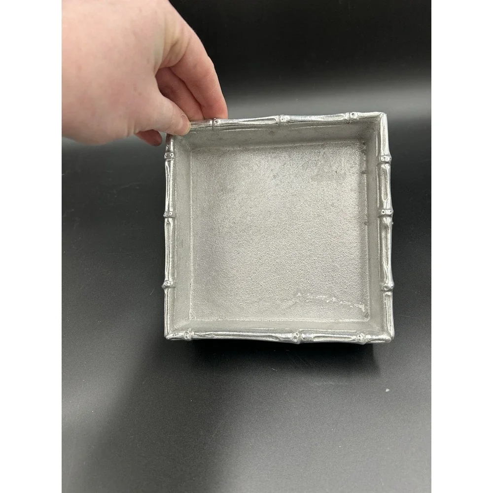 MARIPOSA Recycled Aluminum Bamboo Edge NAPKIN HOLDER or Trinket Box 5.5